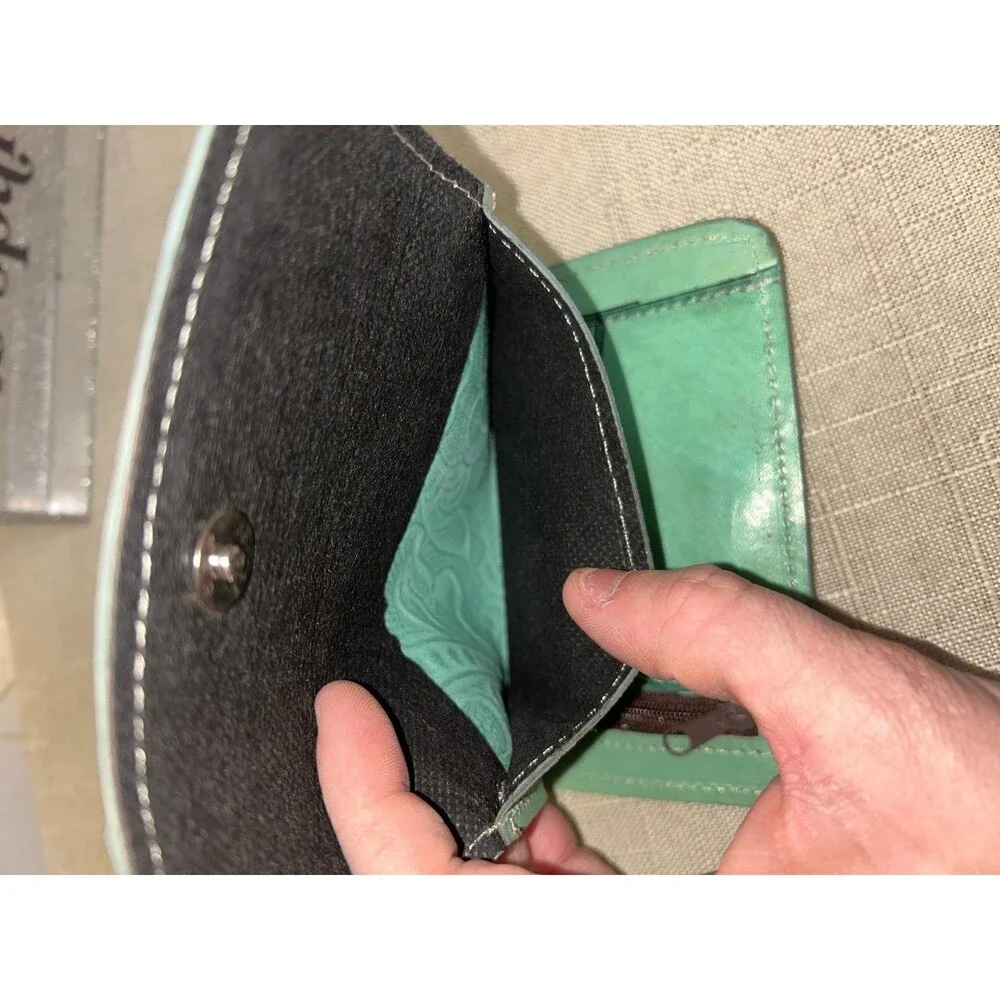 Turquoise Embossed Leather Wallet